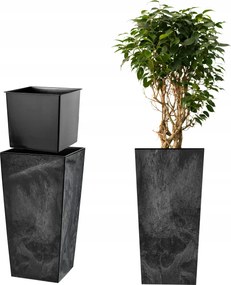 Virágtartó Kerti Virágtartó Betéttel Nagy Magas Fekete 34x68cm