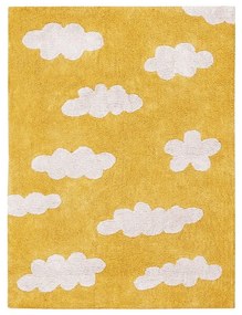 Mustársárga mosható kézi szövésű pamut gyerek szőnyeg 120x160 cm Clouds Mustard – Lorena Canals
