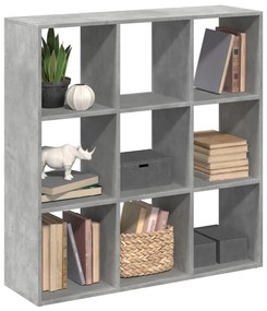 betonszürke szerelt fa elválasztó könyvespolc 102x29x103,5 cm