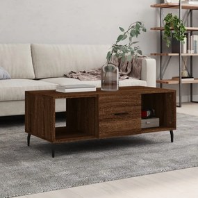 Barna tölgyszínű szerelt fa dohányzóasztal 102 x 50 x 40 cm