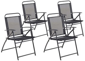 Összecsukható fekete kerti szék négydarabos szettben LIVO Beliani