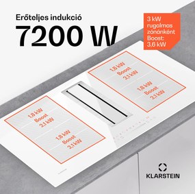 Klarstein Chef-Fusion Down Air System, 2 az 1-ben, indukciós főzőlap + páraelszívó, nagy teljesítményű, 7200 W