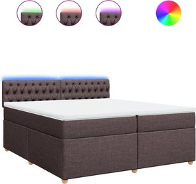 vidaXL sötétbarna szövet rugós ágy matraccal 200 x 200 cm