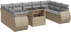 vidaXL 10 részes bézs polyrattan kerti ülőgarnitúra párnával