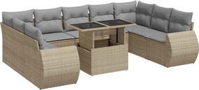 vidaXL 10 részes bézs polyrattan kerti ülőgarnitúra párnával