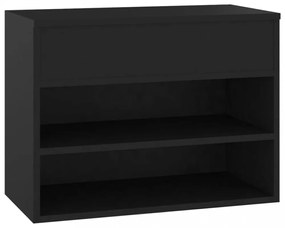 fekete szerelt fa cipőtároló pad 60 x 30 x 45 cm