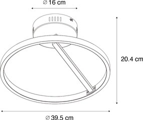 Design mennyezeti lámpa fekete, beépített LED-del, 3 fokozatú fényerőszabályzóval - Anello