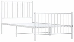 fehér fém ágykeret fej- és lábtámlával 90x200 cm