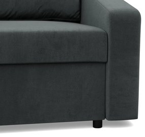 Zeus sarokkanapé, 2 ágyneműtartóval, döntött kartámasz, bársony, univerzális oldal, hab töltet, szürke