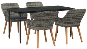 vidaXL Kert étkező szett párnával 5 pcs Szürke polirattan