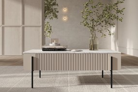 Malmi asztal fiokokkal és fém lábakkal - kasmír / fekete bianca / fekete lábak