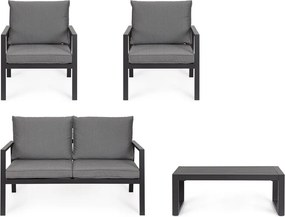 Antracitszürke alumínium négyszemélyes kerti lounge szett Hilde – Bizzotto