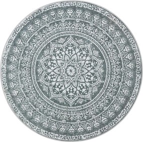 Kerek Szőnyeg, Kültéri Szőnyeg, Boho, 160 cm átmérő, Mosható, Antracitszürke