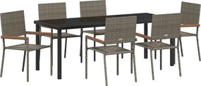 vidaXL Kert étkező szett párnával 7 pcs Szürke polirattan