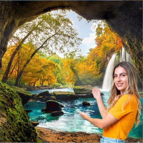 3D fotótapéta Nappali Hálószoba Vízesés Erdő Természet Tájkép 392x280 WLNK07F