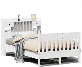 vidaXL fehér tömör fenyőfa ágy matrac nélkül 135 x 190 cm