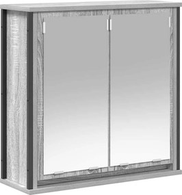 vidaXL szürke sonoma fürdőszoba fali szekrény tükörrel 60x21x60 cm