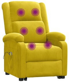 sárga bársony felállást segítő masszázsfotel