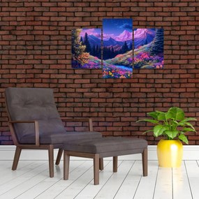 Kép - Lila táj teljes holdfénynél (90x60 cm)