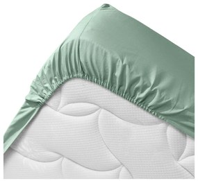 Világoszöld gumis bio pamut lepedő 140x190 cm Biolina – douceur d'intérieur