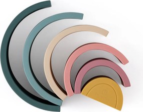 PETITE&amp;MARS szilikon egymásra rakható játék Rainbow Misty Green 12m+