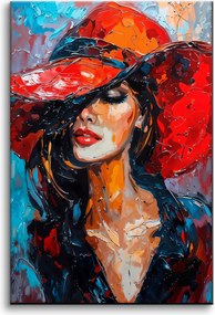 Modern Vászonkép a nappaliba Női portré kalapban 80x120