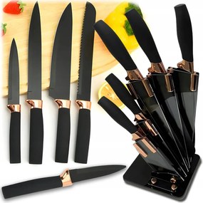 5 Db-os KonyhakĂ©s Szett Blokkban KonyhakĂ©s Szett Ăles Fekete ĂllvĂĄny