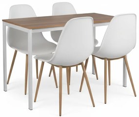 Étkezőgarnitúra 1 + 4, RAMOD asztal fehér/tölgy dekor + OSAKA szék fehér