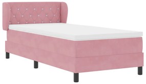 Boxspring Ágy Matrac Stílusban Rózsaszín 90x190 cm Bársony