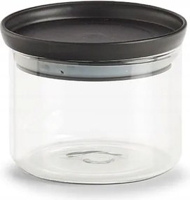 Tároló tégely műanyag fedéllel, 350 ml, fekete, Ø10,3x8,1cm