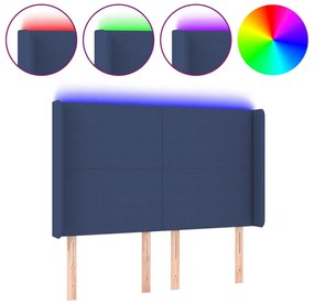 kék szövet LED-es fejtámla 147x16x118/128 cm