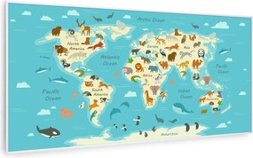 Klarstein Wonderwall Air Art Smart, infravörös hősugárzó, 120 x 60 cm, 700 W, térkép állatokkal