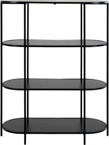 Könyvespolc,ovális polc,fekete 85x36x111cm