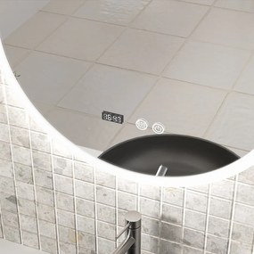 Erga Deam, kerek LED-es tükör 60cm, 3 színű világítás, első világítás, páramentes fűtőbetét, ERG-V01-Deam-6060-CL