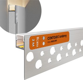 Led profil Alumínium Ezüst Falra szerelhető Szalag Gk Gipszkartonhoz 2m