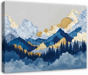 Vászonkép Hegyek Erdő Akvarell Tájkép Hálószoba Nappali 60x40