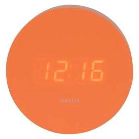 Karlsson 5981OR dizájner LED óra ébresztővel, narancssárga, átmérő 9 cm