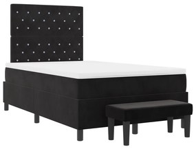 Box Spring Ágy Matraccal &amp; Paddal Fekete 120x190 cm Bársony