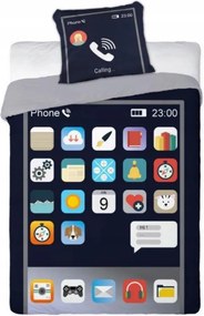 Ágyneműhuzat Telefon 140x200 70x90 okostelefon motívum applikáció pamut