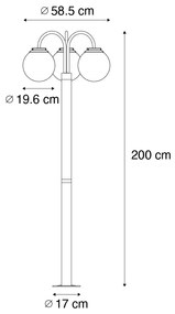Lámpa fekete átlátszó üveggel 200 cm 3-lámpás IP44 - Sfera