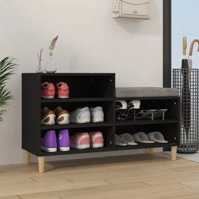 fekete szerelt fa cipősszekrény 102x36x60 cm