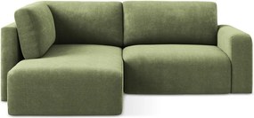 Zöld zsenília kinyitható-tárolóhelyes sarokkanapé (bal oldali-L alakú) Kona – Makamii