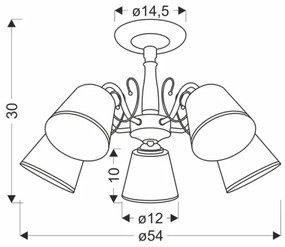 LOSANNA rúdon függő csillár 5x E14/40W/230V, sárgaréz kivitel