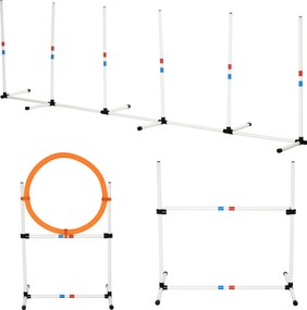 PawHut 3 darabos kutya agilitási készlet - Képzés háziállatok számára - Könnyen hordozható táskával, műanyag, Fehér+Sárga | Aosom