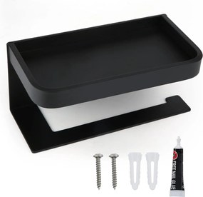 WC-papĂr tartĂł fekete polccal fĂ©m wc loft fali akasztĂł