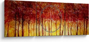 Kép - Lombhullató erdő festménye (órával) (90x30 cm)
