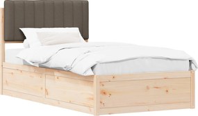 vidaXL Ágykeret Kárpitozott Fejtámlával Tópszínű 100 x 200 cm