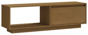 mézbarna tömör fenyőfa TV-szekrény 110 x 30 x 33,5 cm