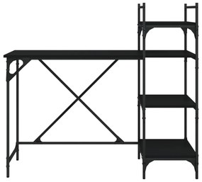 fekete számítógépasztal polcokkal 120x47x109 cm