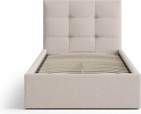 Világosbarna kárpitozott ágyneműtartós egyszemélyes ágy ágyráccsal 90x200 cm Phaedra – Micadoni